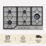 TRICOMBO CAMPANA DECORATIVA ISLAND RVS BAKLIT EVO 90+ ENCIMERA GAS RVS HP 90 HORNO CONVENCIONAL CORE DIGITAL - Imagen 3