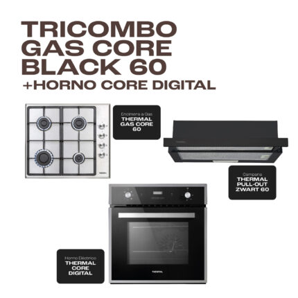 TRICOMBO GAS CORE BLACK 60 + HORNO ELECTRICO CORE DIGITAL