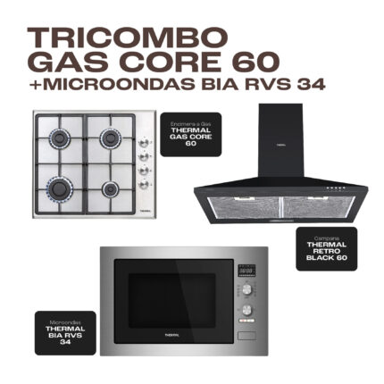 TRICOMBO GAS CORE 60 + MICROONDAS BIA RVS 34
