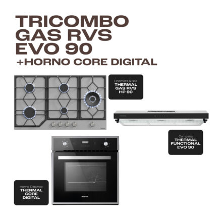 TRICOMBO GAS RVS EVO 90 + HORNO CORE DIGITAL