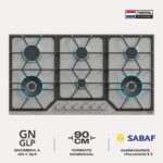 COMBO CAMPANA WALL GLASS 90 ENCIMERA GAS ZWART 6 HP 90 - Imagen 3