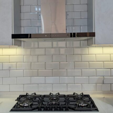 COMBO CAMPANA WALL GLASS 90 ENCIMERA GAS ZWART 6 HP 90