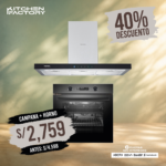 COMBO CAMPANA WALL GLASS 90 HORNO MULTIFUNCION iOVEN SMART ZWART