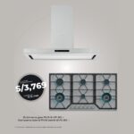 COMBO CAMPANA DECORATIVA ISLAND RVS BAKLIT EVO 90+ ENCIMERA GAS RVS HP 60