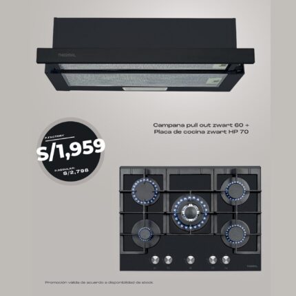 COMBO CAMPAN PULL OUT ZWART 60 PLACA DE COCINA ZWART HP 70