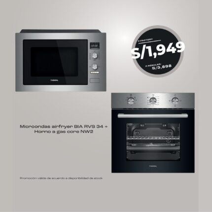 COMBO MICROONDAS AIRFRYER BIA RVS 34 HORNO A GAS CORE NW2
