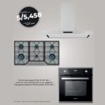 TRICOMBO CAMPANA DECORATIVA ISLAND RVS BAKLIT EVO 90+ ENCIMERA GAS RVS HP 60 HORNO CONVENCIONAL CORE DIGITAL