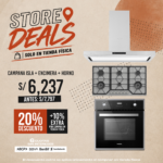 TRICOMBO CAMPANA DECORATIVA ISLAND RVS BAKLIT EVO 90+ ENCIMERA GAS RVS HP 90 HORNO CONVENCIONAL CORE DIGITAL