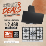 COMBO CAMPANA DECORATIVA DESIGNER CORE PLUS 90 PLACA DE COCINA GAS RVS HP 70