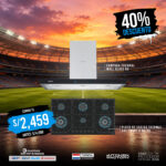 COMBO CAMPANA WALL GLASS 90 ENCIMERA GAS ZWART 6 HP 90