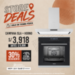 COMBO CAMPANA DECORATIVA THERMAL ISLAND RVS BAKLIT EVO 90 + HORNO ROSTIZADOR TECHNIK TOUCH