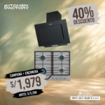 COMBO CAMPANA DECORATIVA DESIGNER TOUCH 60 ENCIMERA GAS RVS HP 60